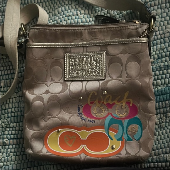 Coach Signature Poppy Crossbody Bag - Brown & Multi EUC COA - Picture 6 of 16